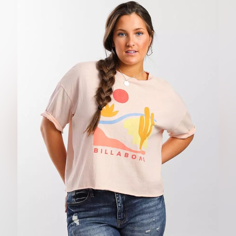 New Billabong Only Today T-Shirt crop Tee peach S